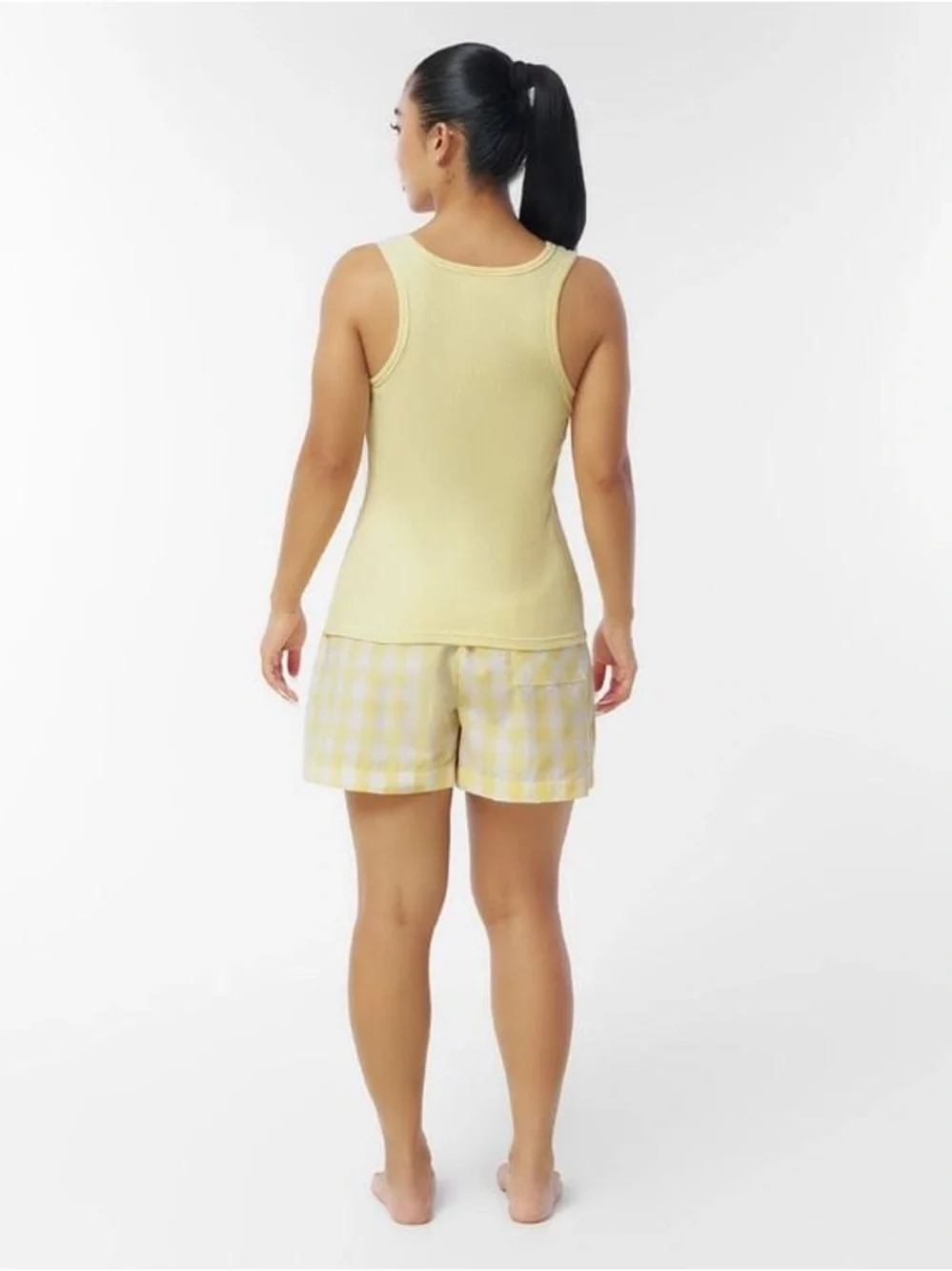 NWT Size 2XL Disney Pale Yellow Winnie the Pooh Tank & Yellow Gingham Shorts Set - Picture 2 of 6